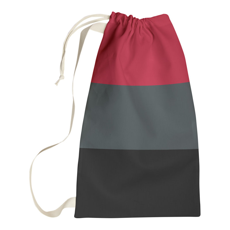 Fabric Laundry Bag with Handles, 36" H x 28" W x 1.5" D, Red/Steel Gray/Black