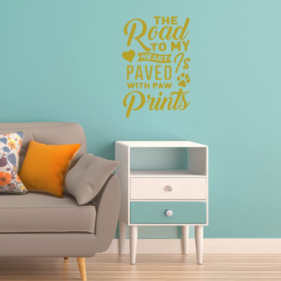 Adhésif décoratif «The Road to My Heart is Paved» avec empreintes de pattes