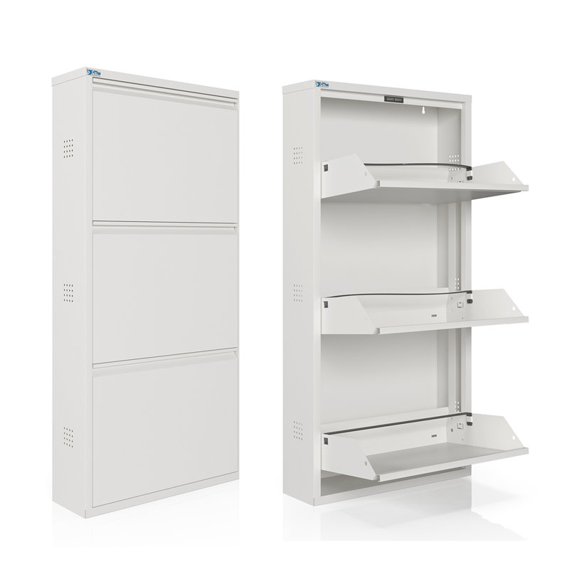 Armoire à chaussures antibactérienne à 3 niveaux avec trous latéraux, Blanc