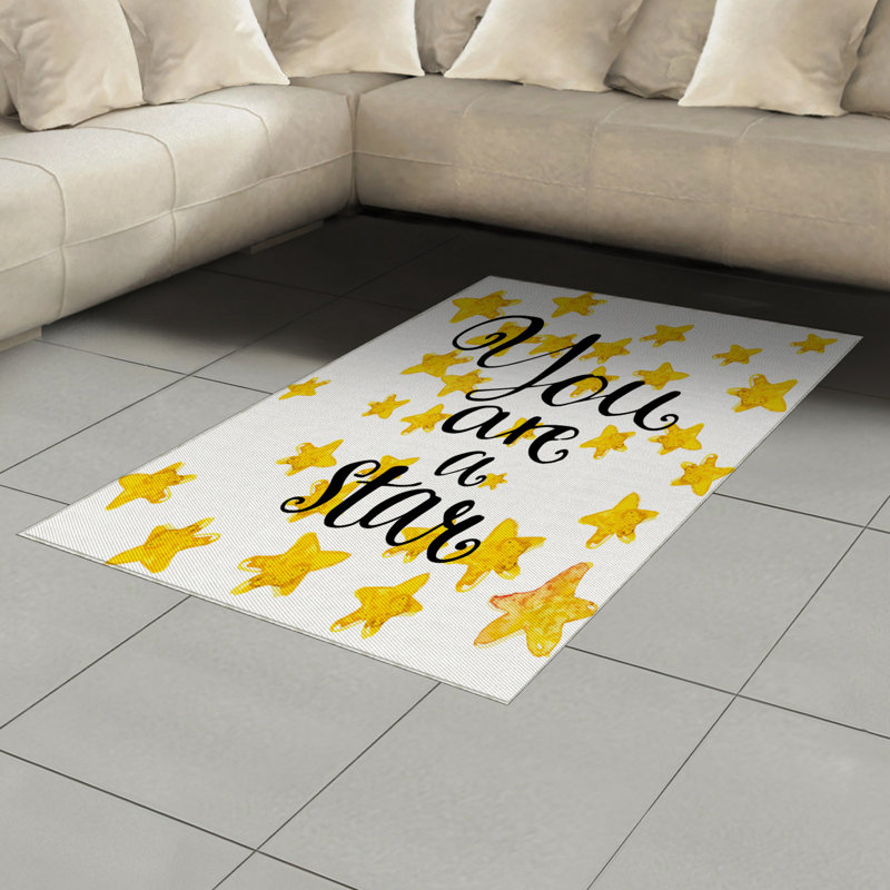 Lifestyle Yellow Area Rug, Rectangle 4' x 5'8"
