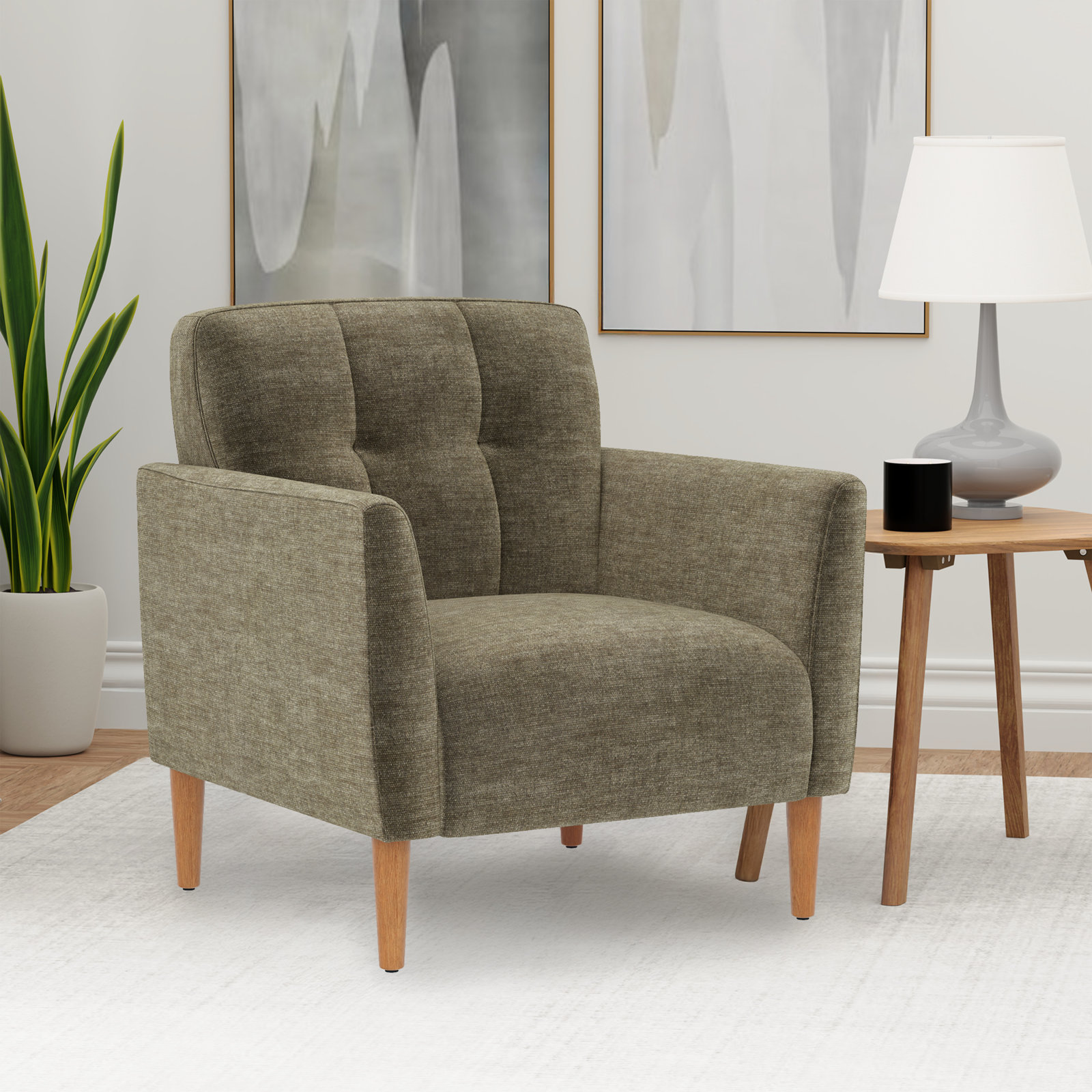 Donati Armchair, Mineral Green Polyester