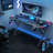 Grell Gaming Desk With LED Lights, 55" Home Office Gamer Desk, Ergonomic Computer Table With Large Carbon Fiber Surface Desktop, Office Workstation With Mouse Pad, Cup Holder & Headphone Hook, Black-2084636297