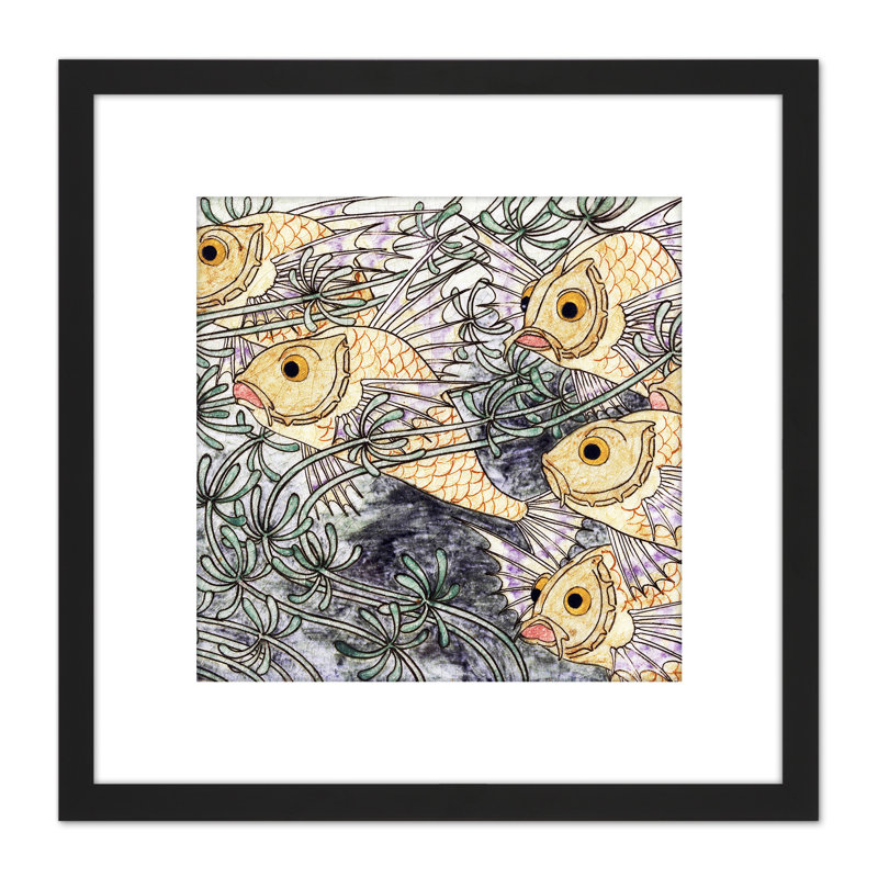 Fish Seaweed Tile Design Pattern Photo by Nienhuis - Single Picture Frame Painting