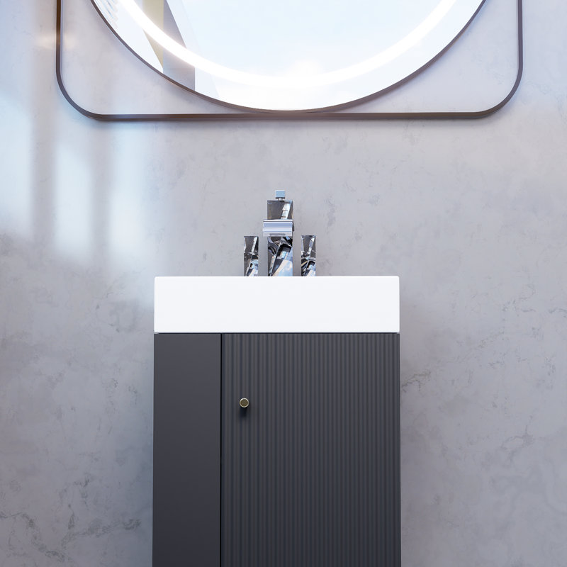 Meuble-lavabo simple en céramique noir 21,6 po