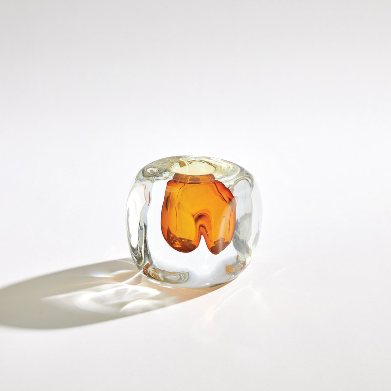 Handmade Glass Table Vase, Amber/Clear