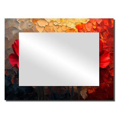 Crimson Serenity Of Vibrant Red Poppies II - décoration murale miroir floral - imprimé sur métal