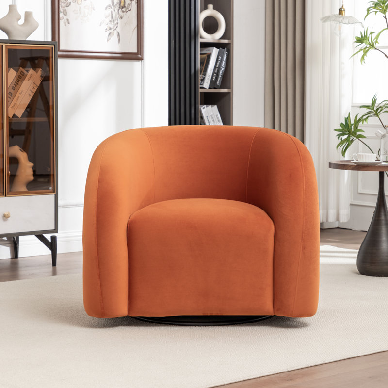 Fauteuil demi-tonneau rembourré et pivotant, Orange