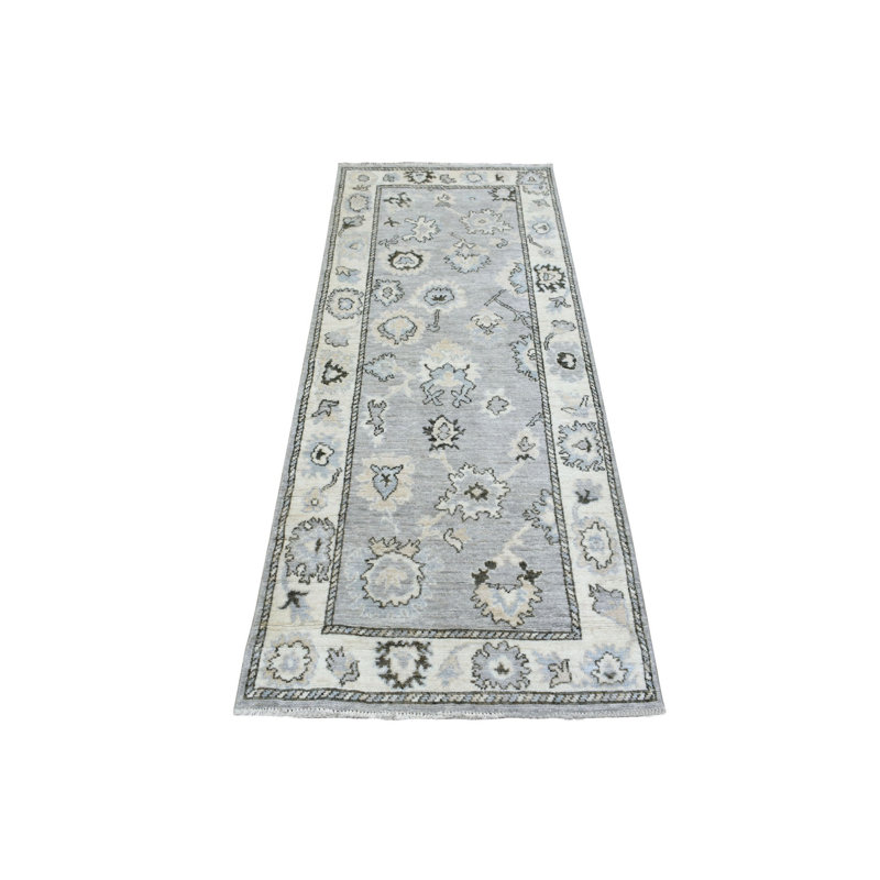 Tapis de couloir oriental gris en laine nouée à la main 3 pi X 7 pi 10 po Angora ACC8009178F3425F9ECFB8114556738C