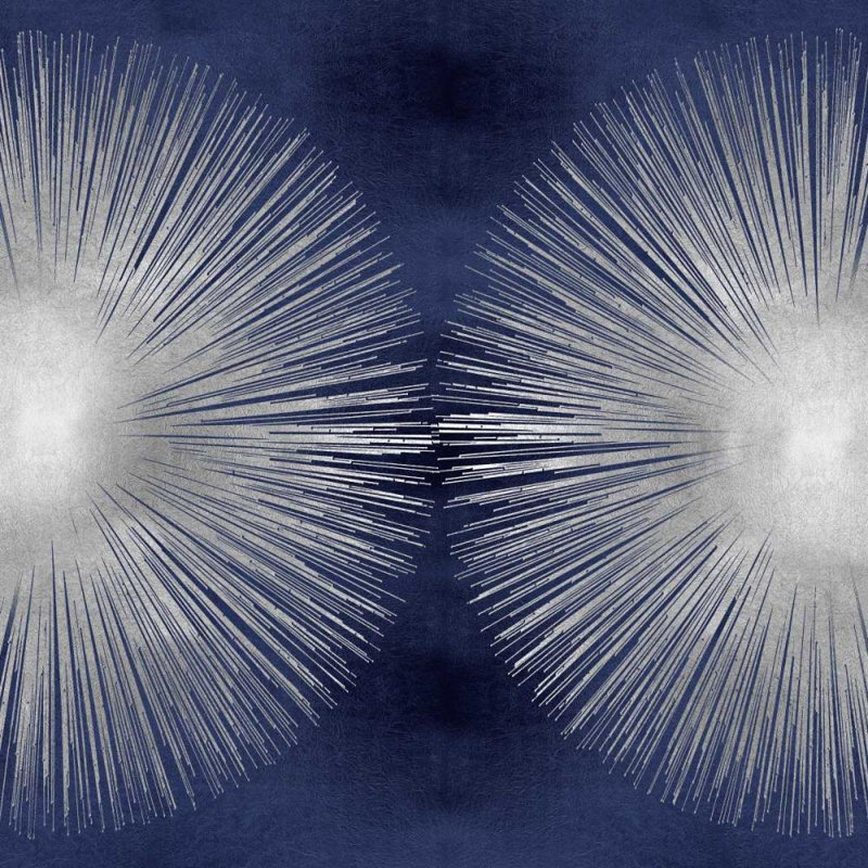 Ivy Bronx Young, Abby, reproduction d'art sur toile sous le titre: Silver Sunburst on Blue II, H 36 po x l 36 po