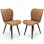 Ensemble de 2 chaises de salle à manger modernes en polyuréthane sans accoudoirs avec coussins épais et pieds en métal