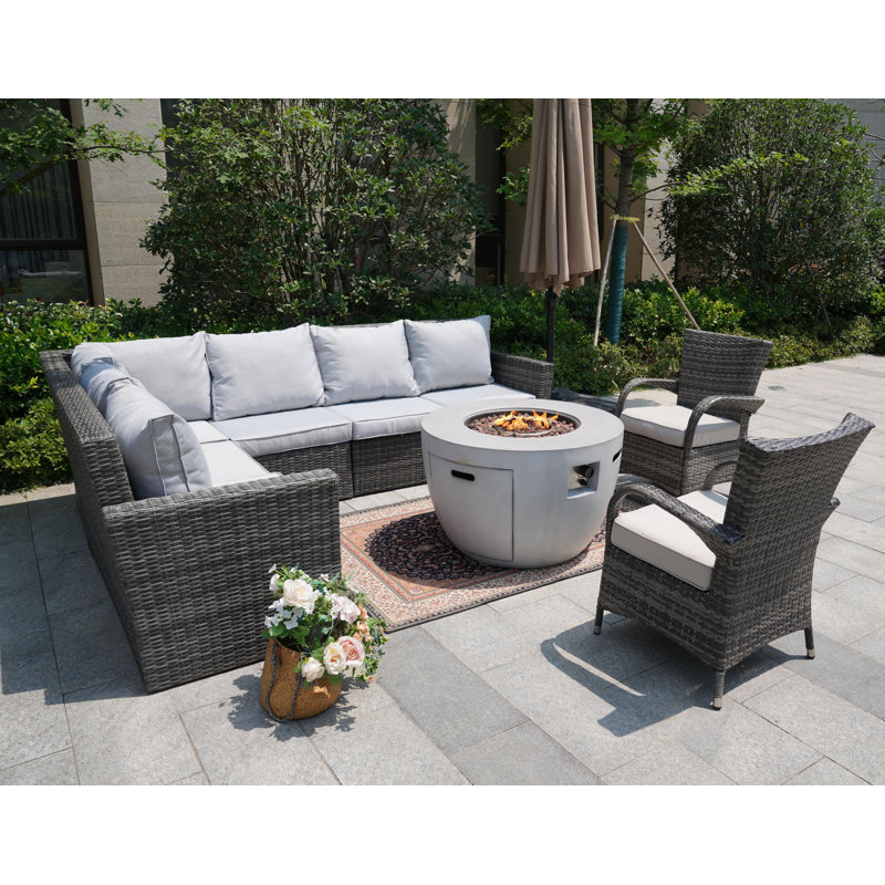 Ensemble de conversation modulaire avec coussins, gris