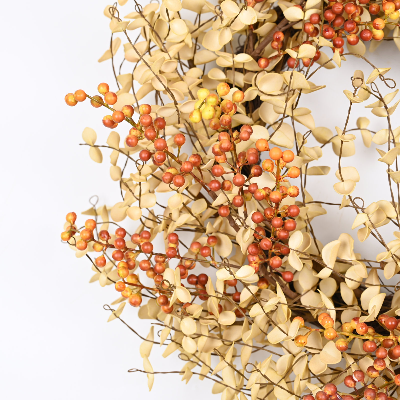 Artificial Farmhouse Fall Harvest Twig Blossoms Cluster Greenery Mini Eucalyptus Berry Thanksgiving Day Decor Front Door Wreath