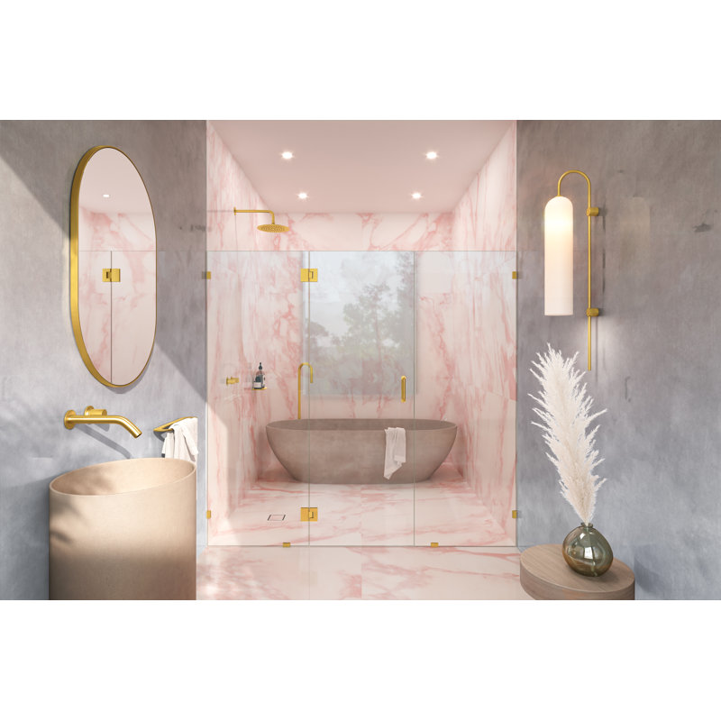 Stellar 88.5 in. x 78 in. Fully Frameless 3 Panel Inline Hinge Shower Door, Polished Chrome