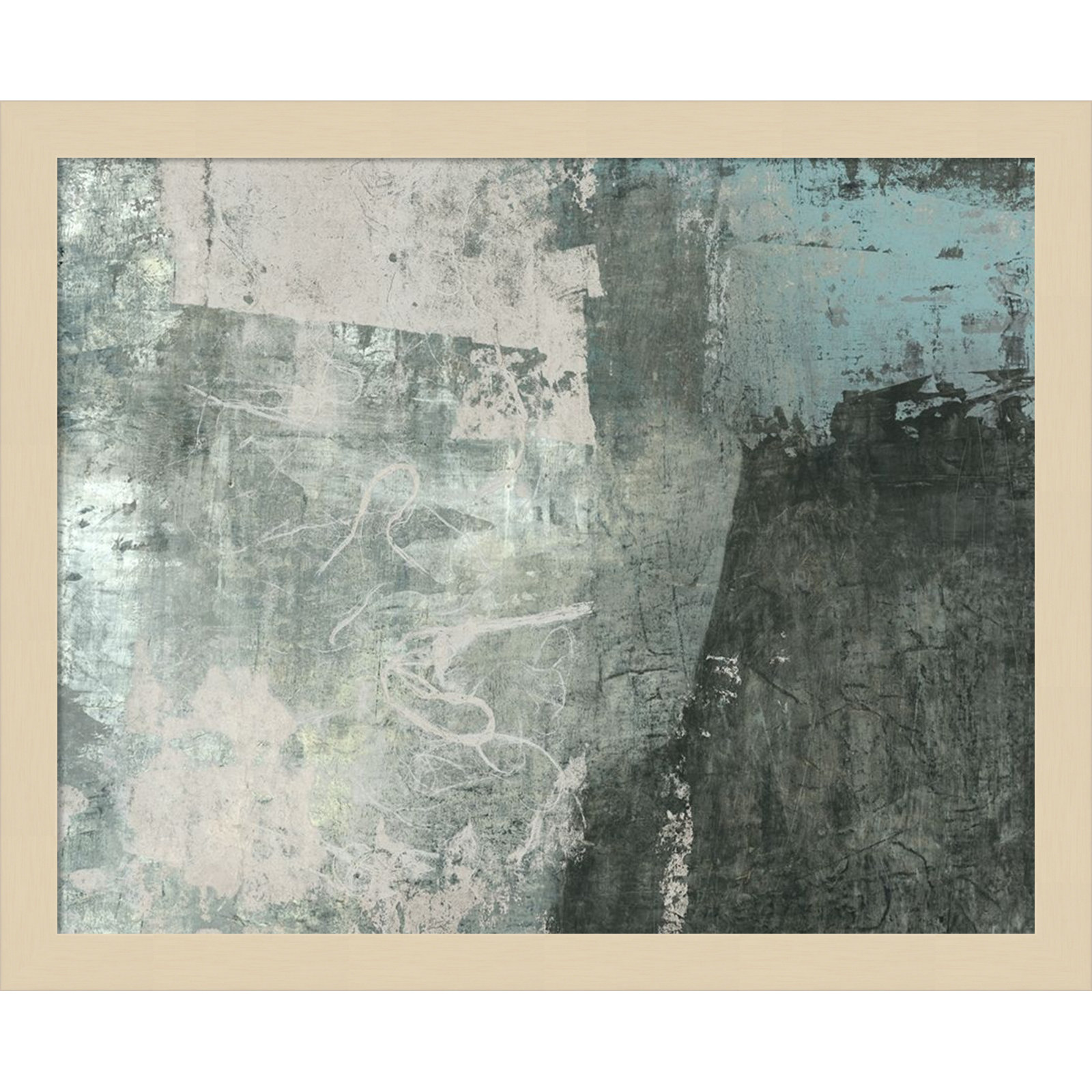 Black and Grey and Blue I by Fresno Wood Framed Wall Art Print, 14" H x 17" W, Brown