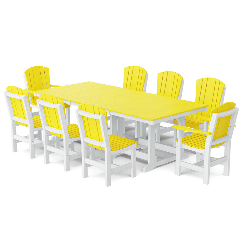 Heritage Dining Set, Lemon Yellow/White, 7-Piece