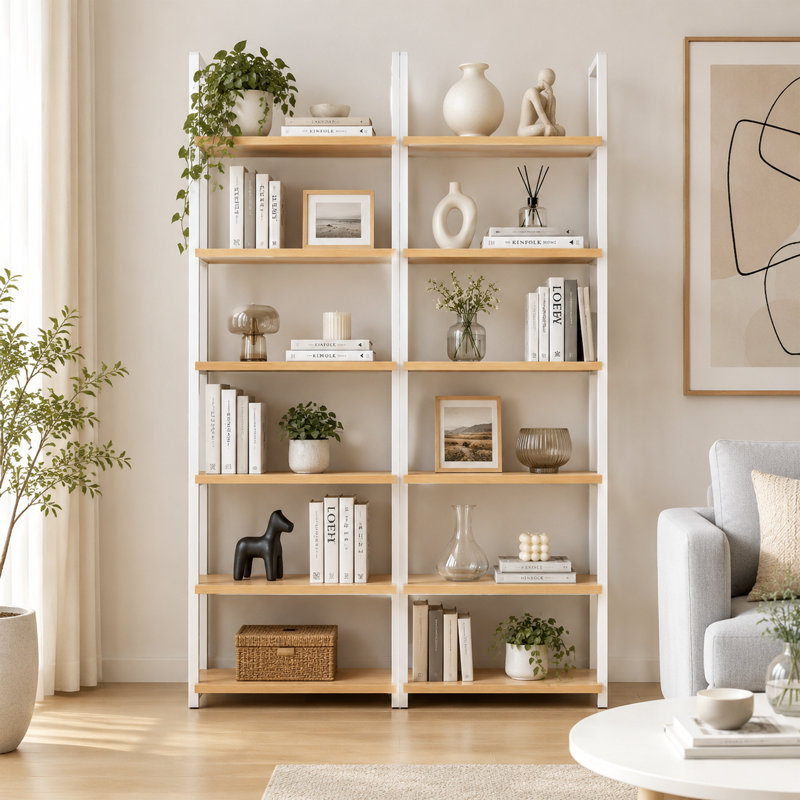 Étagère de rangement murale à 5 niveaux avec étagères ouvertes, 1