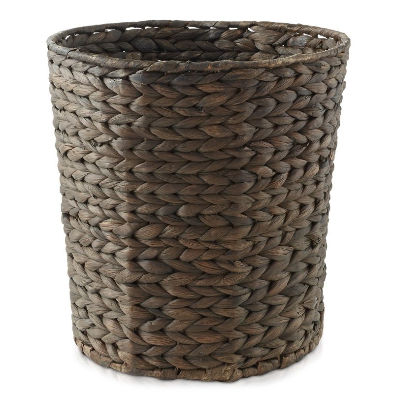 Water Hyacinth Waste Basket - Woven Bathroom Trash Can, Brown