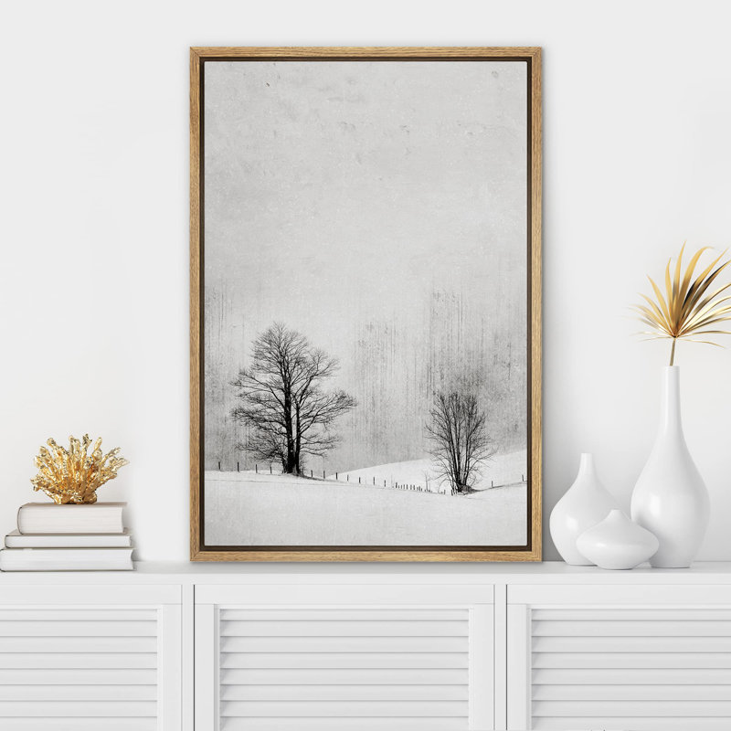 " Winter Snow Pastel Birch Trees ", Natural Floater Framed, 36" H x 24" W