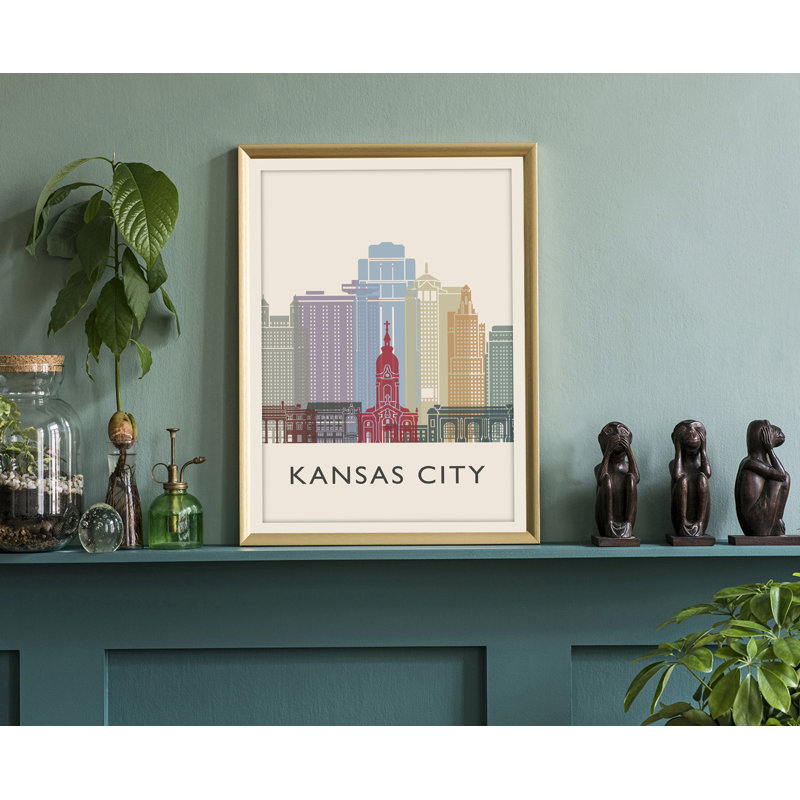 Illustration de Kansas City, villes américaines, impression sans cadre, affiche d'art du Missouri State, H 20 po x l 16 po