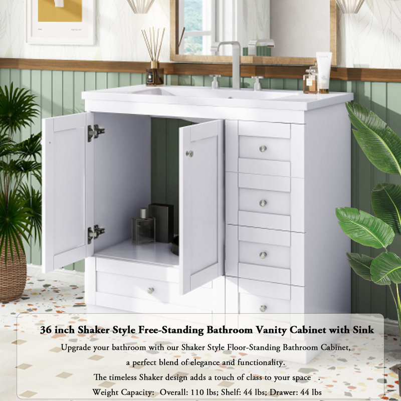 Meuble-lavabo simple avec plateau Rex 36, Blanc
