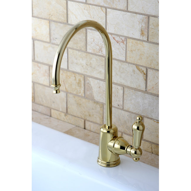 Robinet de filtration d'eau à fixation sur comptoir 1 trou Kingston, Laiton poli, Levier Heritage