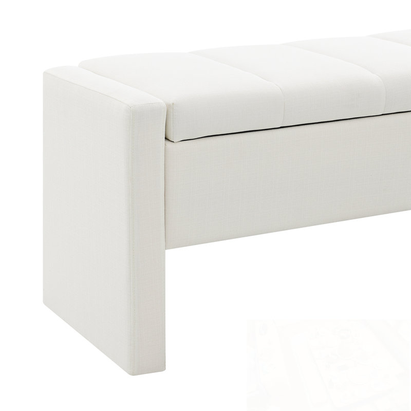 Banc rembourré avec rangement à rabat, Beige