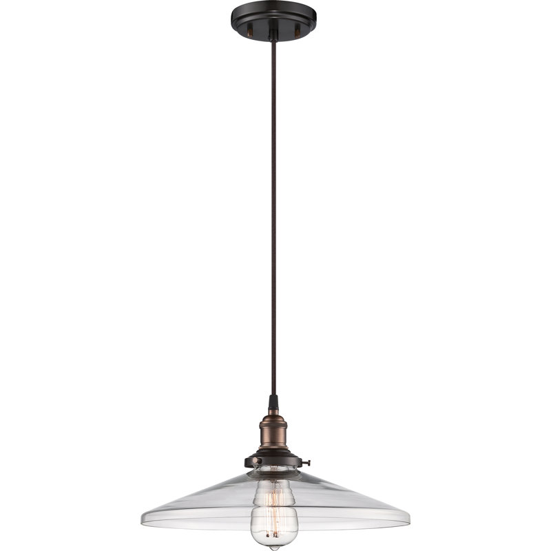 Luminaire suspendu conique à 1 lumière Lewandowski, Bronze rustique