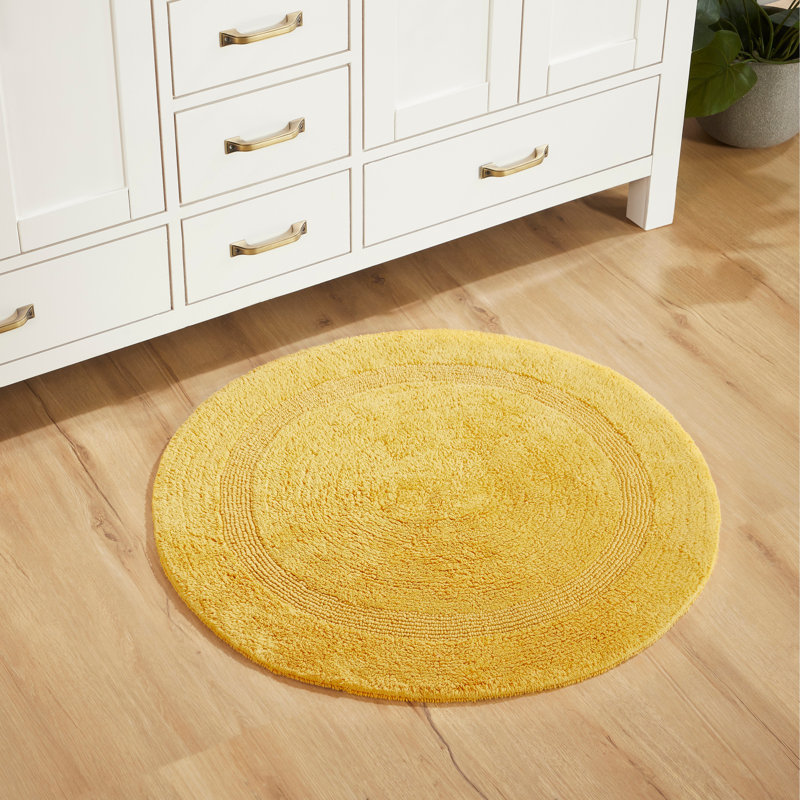 Deidre 100% Cotton Tufted Round Bath Rug, Machine Washable Reversible Super Absorbent 30" Round Oeko-Tex Certified Bathroom Rugs