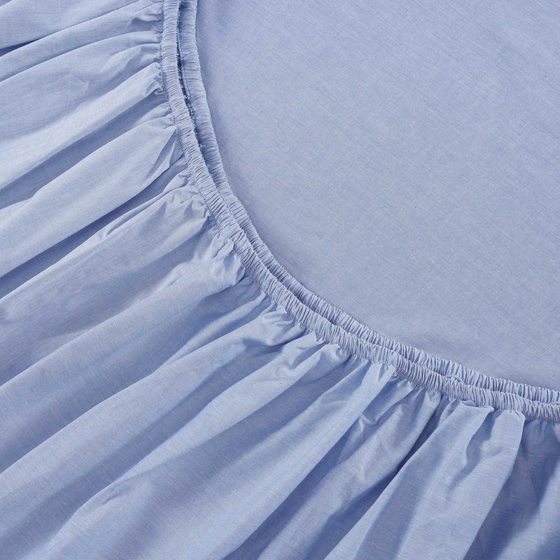 Tommy Hilfiger Cotton Chambray Sheet Set, Blue, Twin Sheet Set with 3 Additional Pieces