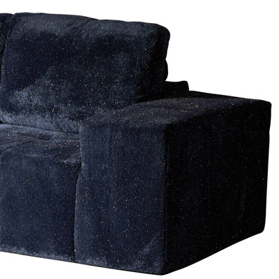 No Assembly Needed Modular Deep Seat Silver Lurex Fabric 2-piece Sectional Sofa by Ivy Bronx