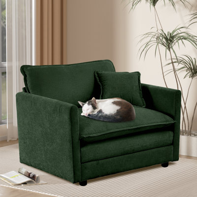 Single Accent Chair Sofa Chenille Fabric Reading Chair Single Sofa Couch with Pillow for Living Room, Apartment, Office