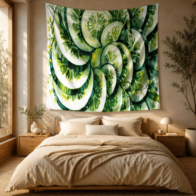 Tapisserie murale légumes et concombre, 51 po x 60 po