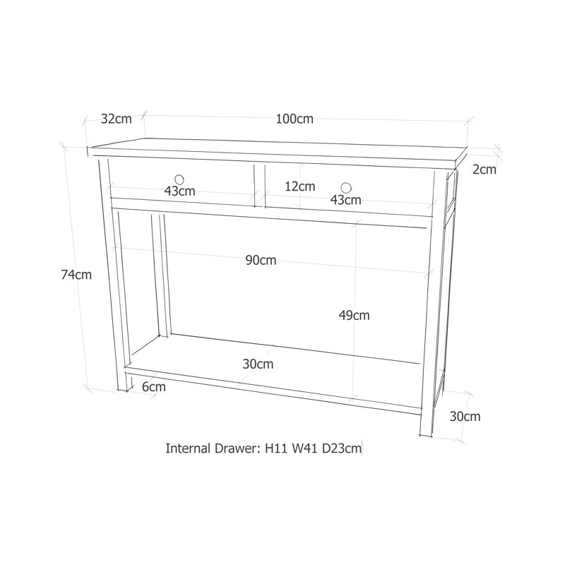 Caspian 100cm Console Table, Light Wood