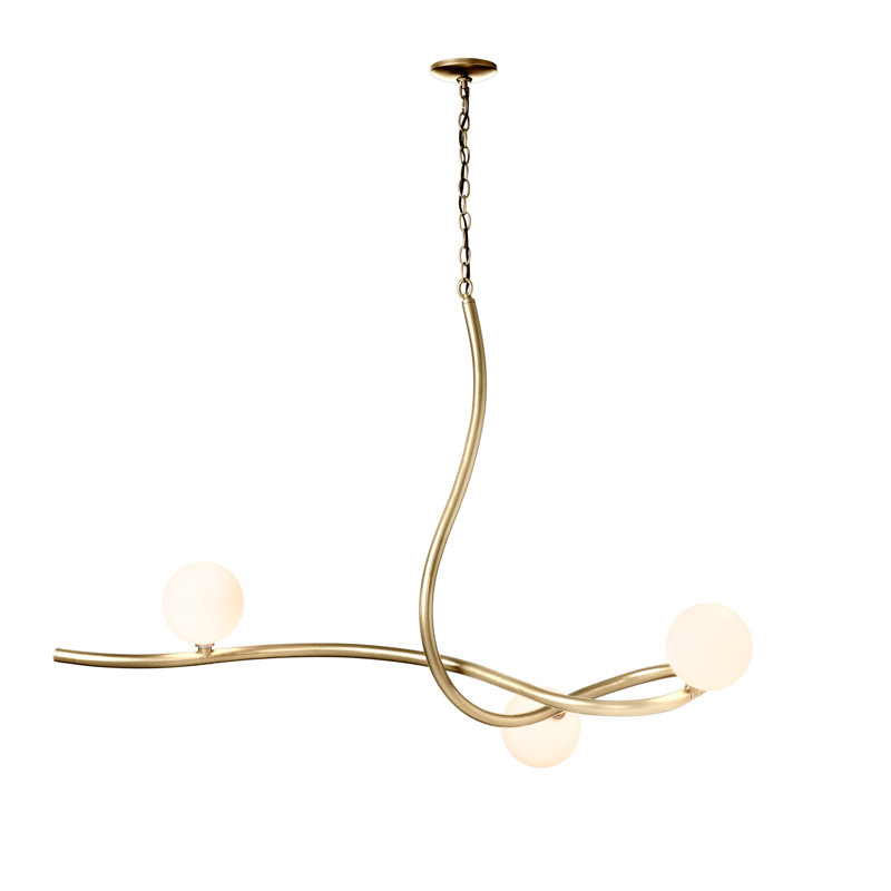 Slide 3 - Light Unique Modern Linear Chandelier, Modern Brass