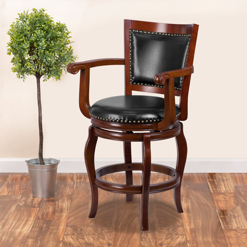 Tabouret de bar à dossier échelle avec repose-pieds et accoudoirs LeatherSoft Tracey