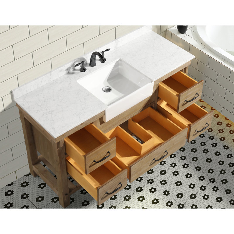 Karn 55'' Single Bathroom Vanity with Marble Top