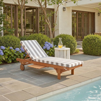 Jivera Outdoor Eucalyptus Wood Chaise Lounge , Cushion Included
