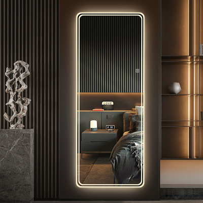 64"X21" Full Length Floor Mirror LED Whole Body Mirror, Wall Mounted  Mirror With Lights, Bedroom Full Size Body Mirror With Dimming & 3 Color Modes