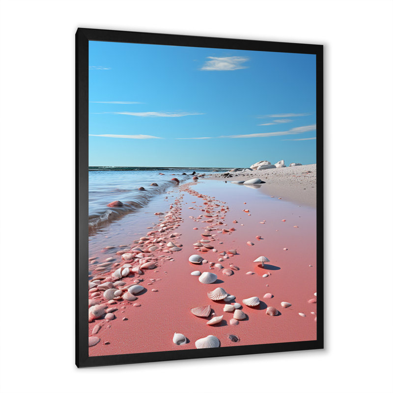 Plage de sable rose Bruin II, H 20 po x l 12 po x P 1 po, Cadre photo noir
