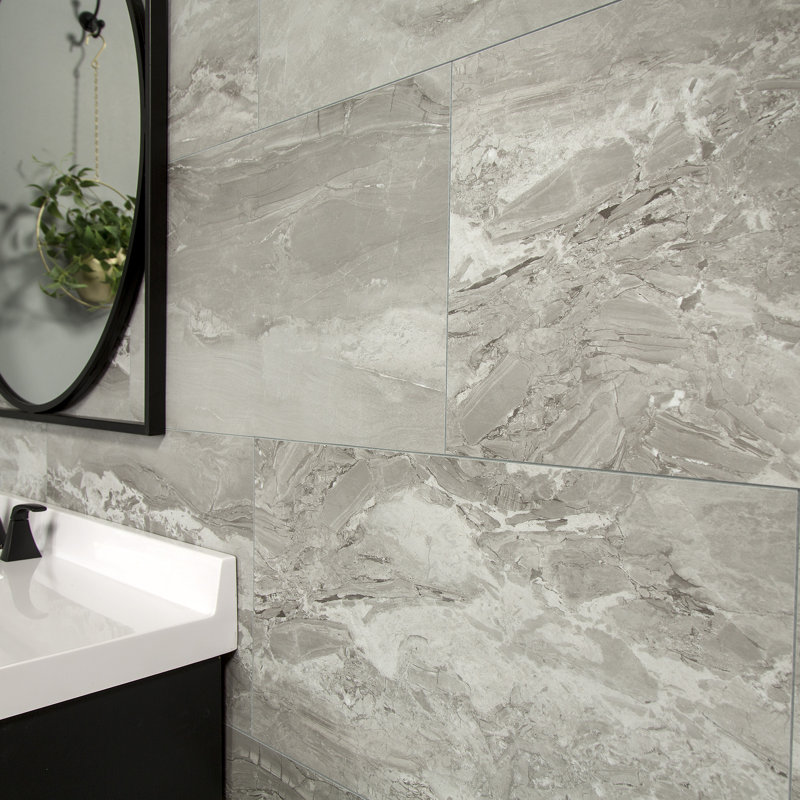 Palisade 25.6 in. x 14.8 in. Interlocking Vinyl Waterproof Wall Tiles, Smoky Sky