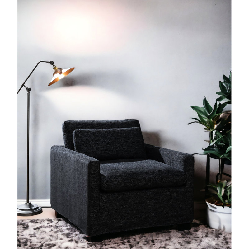 Fauteuil pivotant gris foncé avec coussin décoratif et coussin décoratif, Gris foncé