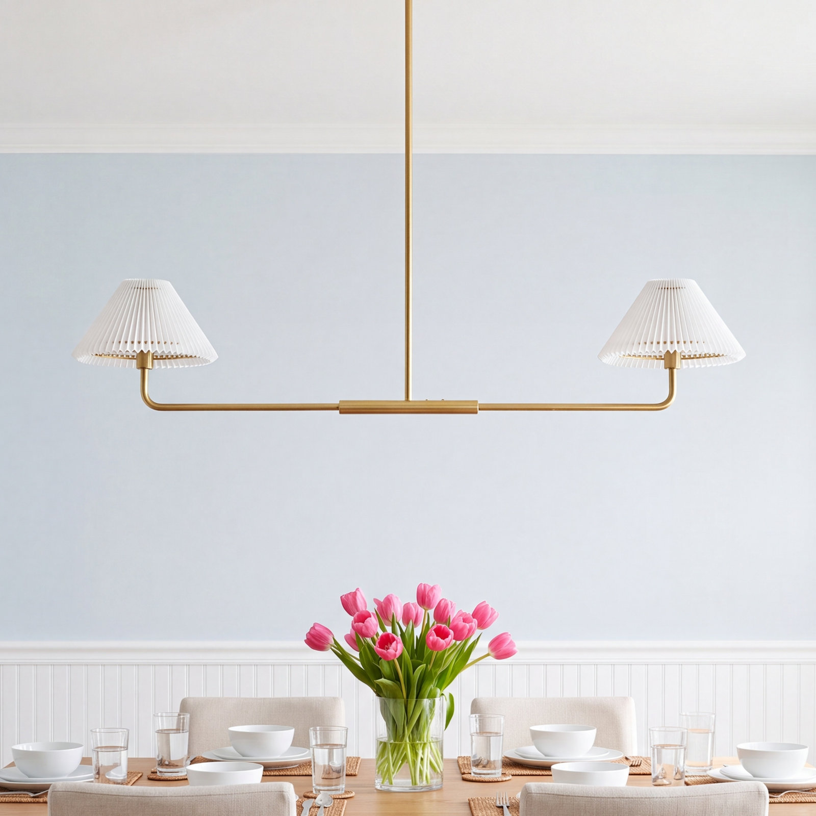 Pearson 2 - Light Unique Modern Linear Chandelier, Natural Brass