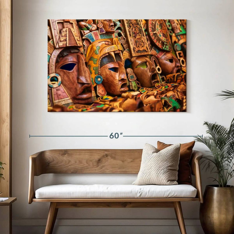 Bois sculpté mexicain, H 32 po x l 48 po