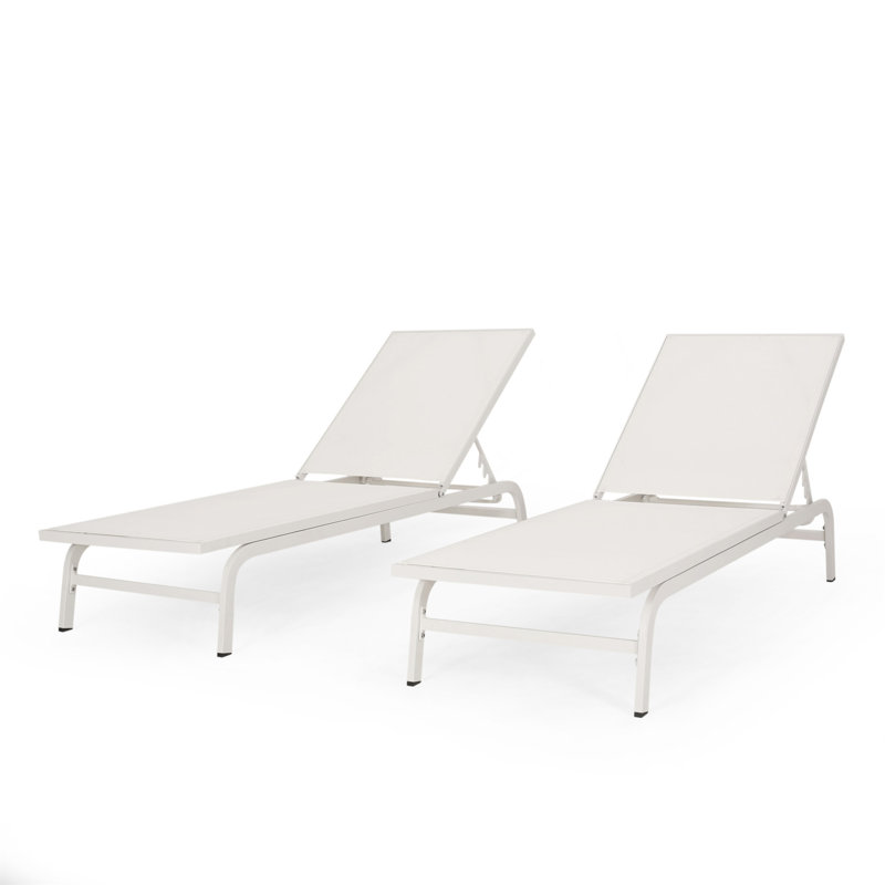 Ensemble de chaise longue d'extérieur en filet avec dossier réglable et structure en aluminium léger