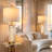 27.5” Modern Coastal Glam Bedside Table Lamps with USB & Type-C Ports, Built-in Night Light