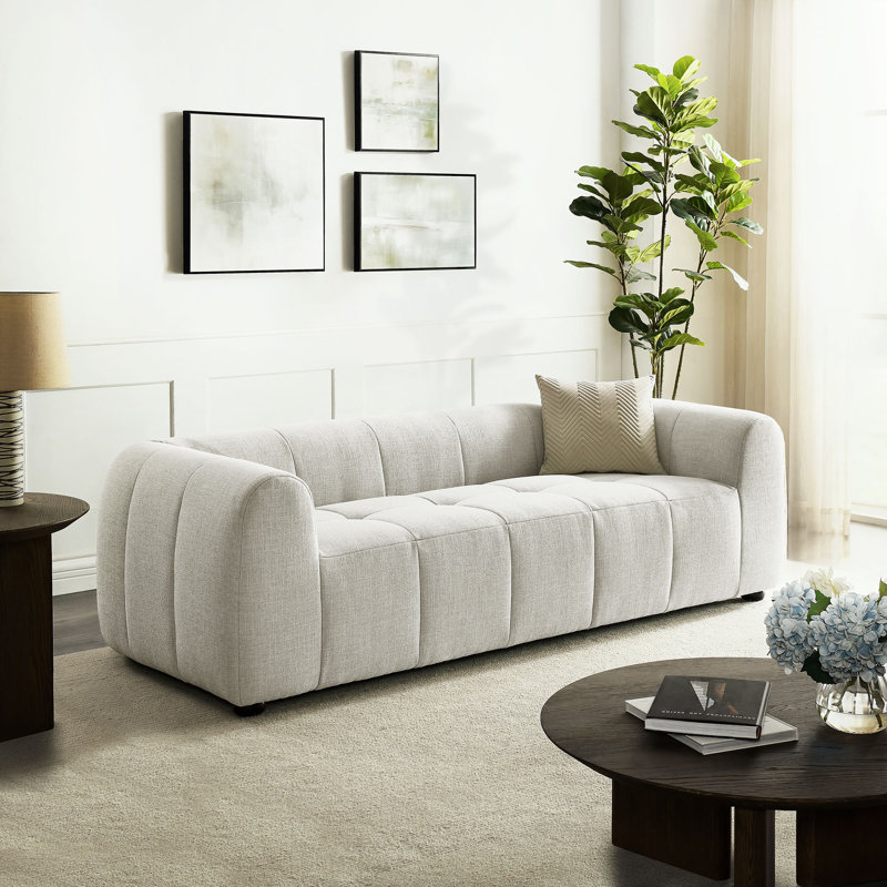 Liana Upholstered Fabric Sofa, Beige