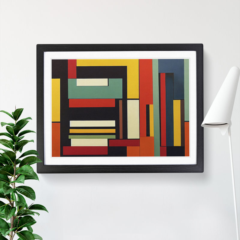 Ideal Modern Abstract - Single Picture Frame Print, Black, 46cm H x 64cm W x 2cm D