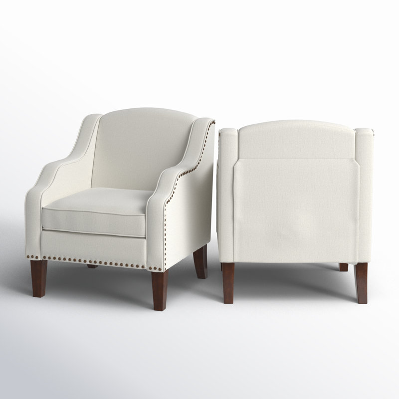 Ensemble de 2 fauteuils Aleitha, Polyester ivoire