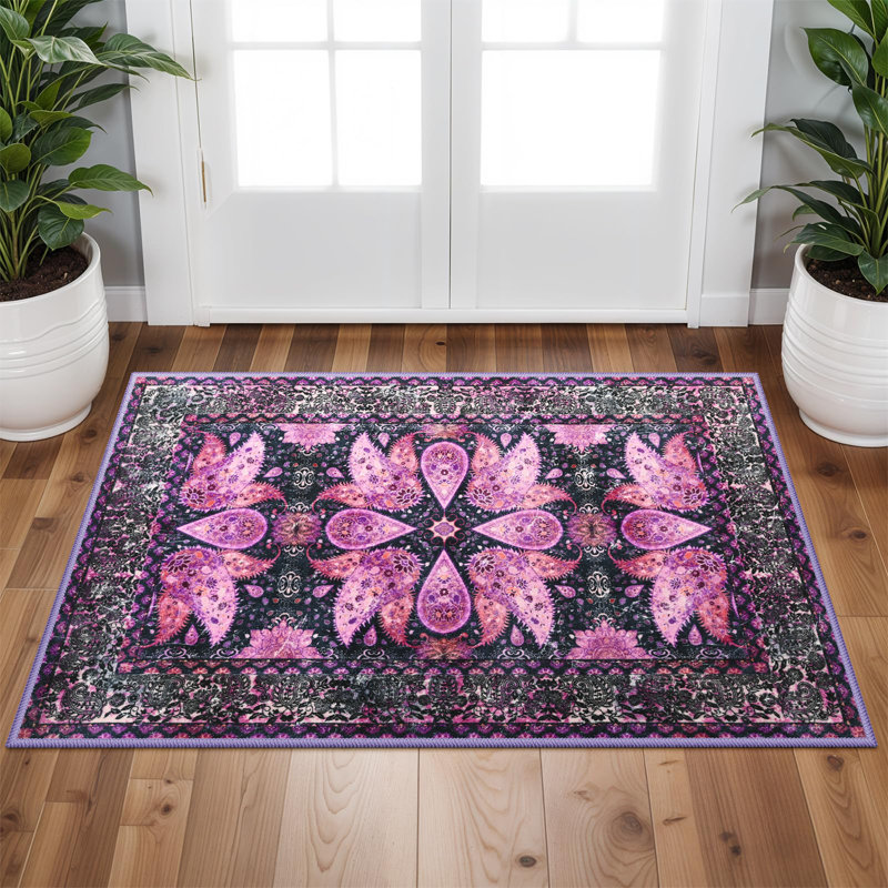 Tapis de salon à motif floral oriental Fillender, Rectangulaire 2 pi x 3 pi