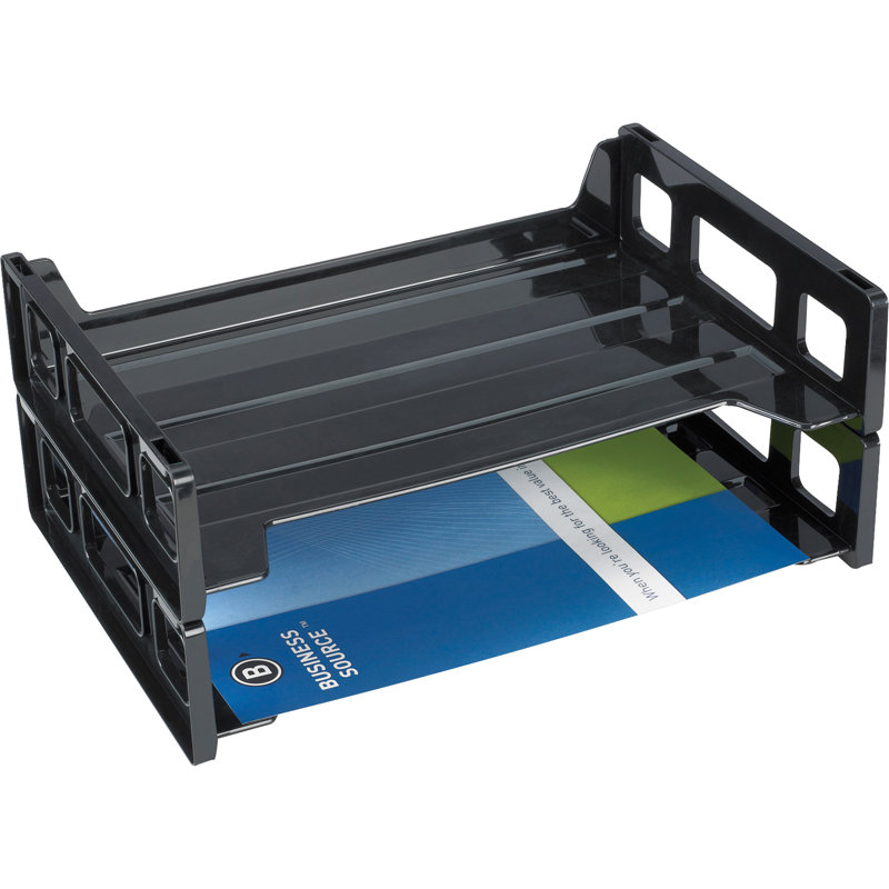 Plateau empilable Joeann, chargement latéral, lettre, noir